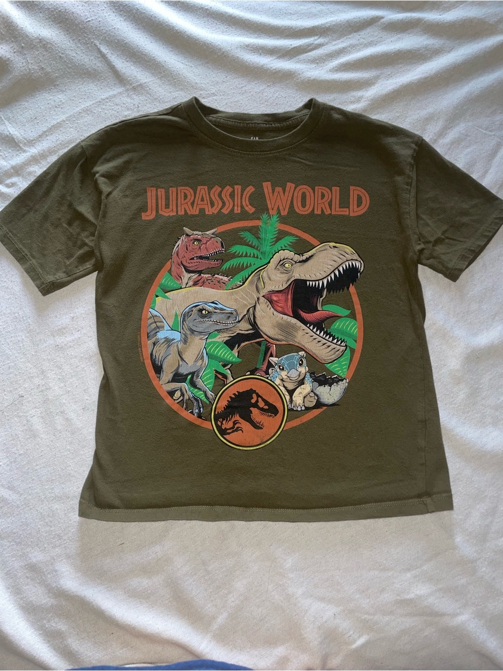 GAP Olive Green Jurassic World Dinosaur Graphic Tee